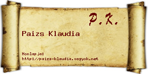 Paizs Klaudia névjegykártya